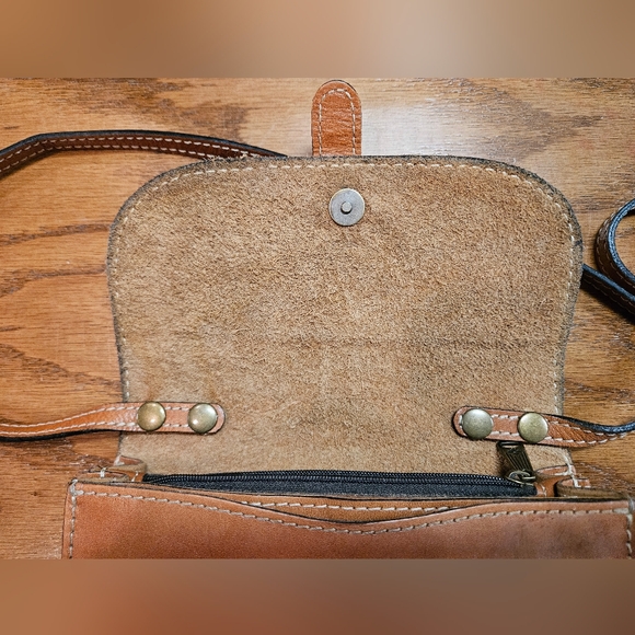 EUC Patricia Nash Tori Map Print Tan Leather Crossbody Bag - Picture 9 of 12